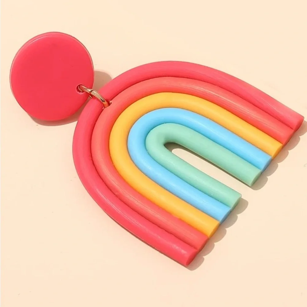 Multicolor Clay Rainbow Drop Earrings